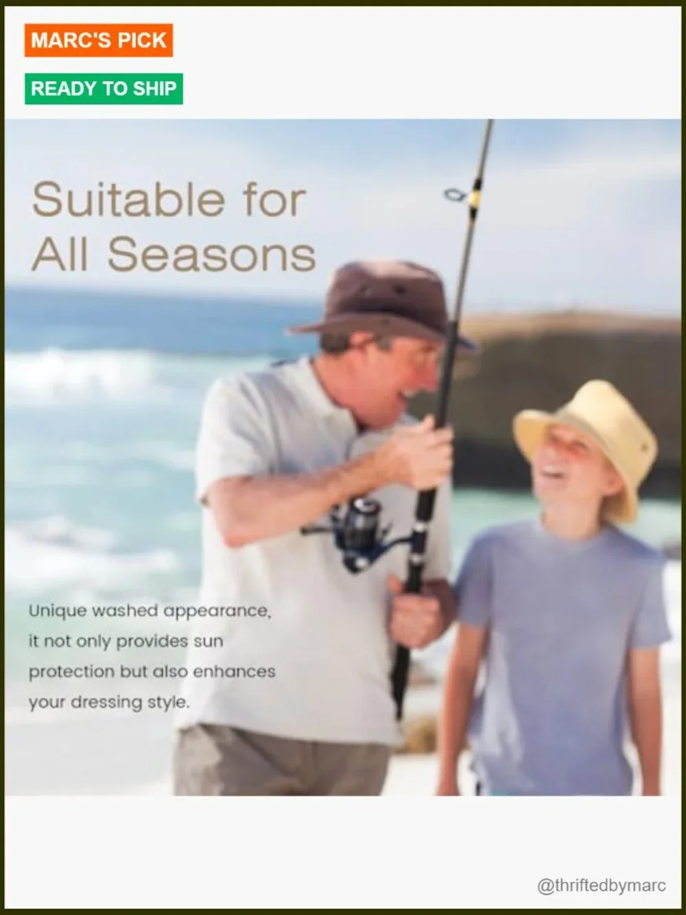 UPF 50+ Unisex Boonie Hat with Adjustable Chin Strap, Foldable Sun Hat for